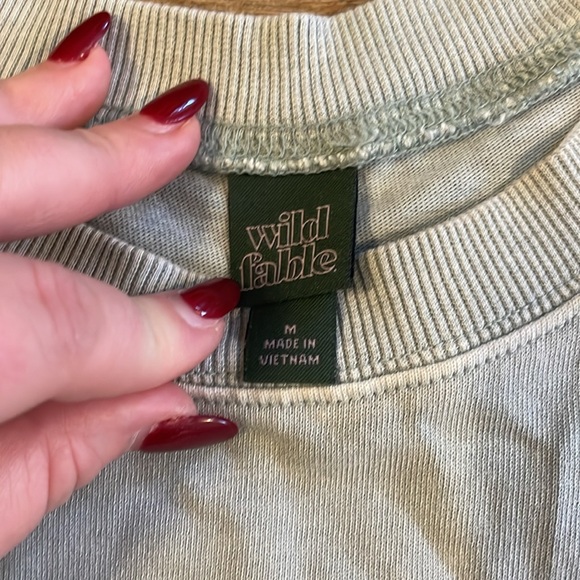 Wild Fable Amsterdam Green Blue Long Sleeve Cropped Shirt - Picture 6 of 9